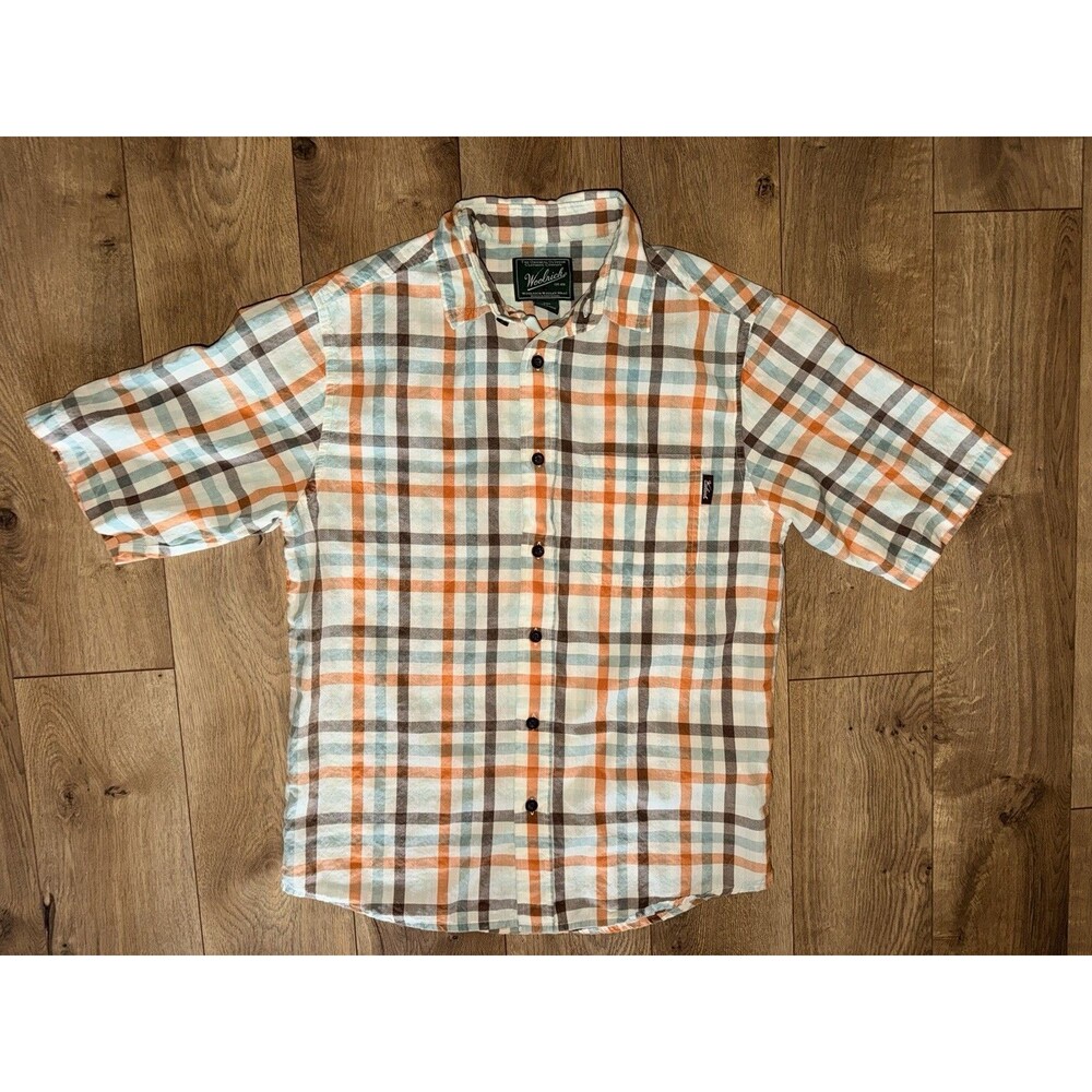 Woolrich Plaid Button Up Short Sleeve Casual Shirt Menswear Men’s Small Cotton